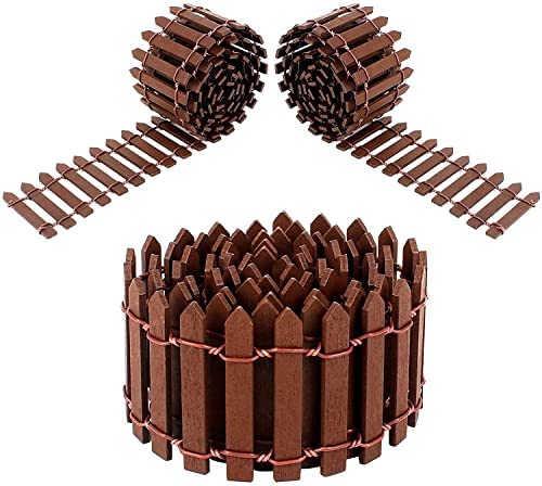 Vedação em miniatura Iyowei | Castanho - 3 peças Iyowei - Limites e bordas de jardim - miniatura, castanho, 3 peças