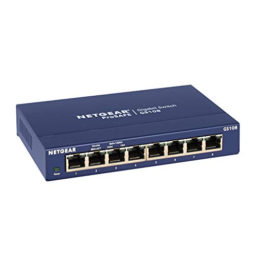 Switch NETGEAR GS108 (8 Portas Gigabit - 1000 Mbps) Netgear - Concentradores e comutadores - 8 portas, gigabit, 1000 mbps