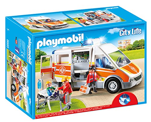Playmobil City Life 6685 ambulância (Jogos de Construção) PLAYMOBIL - Brinquedos - ambulância, luzes, som, resgate