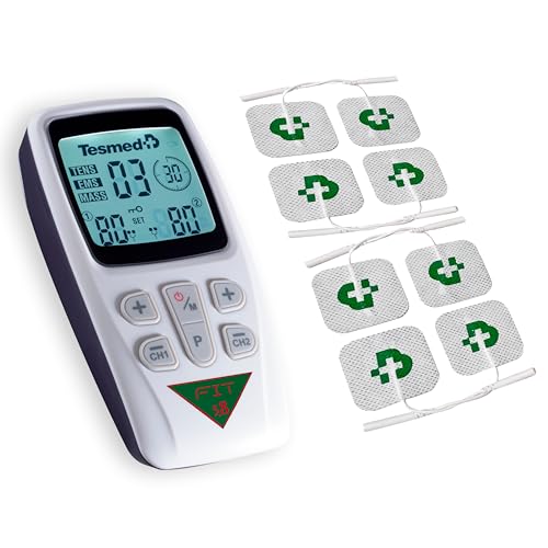 Eletroestimulador para Musculatura TESMED Fit TESMED - Massageadores - eletroestimulador, musculatura, 8 eletrodos, tensão, massagem, comprimento de onda