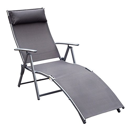 Espreguiçadeira Dobrável Outsunny | Aço - Preto Outsunny - Móveis de exterior - dobrável, aço, preto