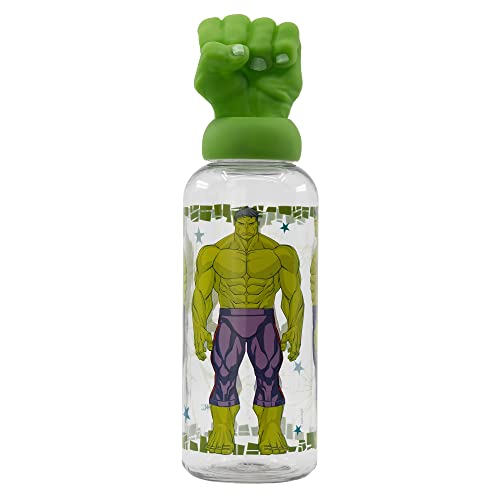 Garrafa TAPA 3D 560 Ml Marvel Avengers Invincible Force: Hulk CANECAS / COPOS / GARRAFAS - Garrafas de água - garrafa, tapa 3d, marvel avengers, invincible force, hulk