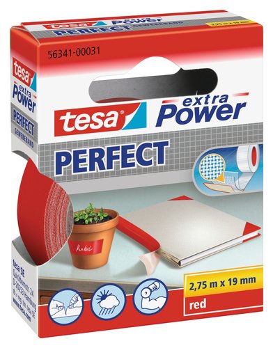 Fita Adesiva TESA Extra Power Perfect Vermelho (2.75x19mm) TESA - Fita adesiva de ferragens - 2.75x19mm, vermelho, resistente, adesão forte