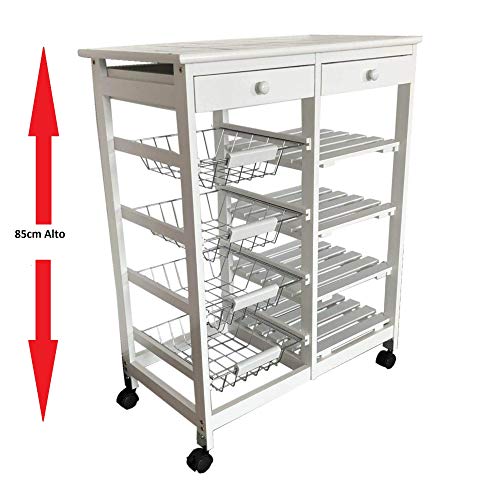 Meyraser Prateleira de Frutas com 4 Cestos e 2 Gavetas 85Cm Altura X 67Cm Largura X 37Cm Profundidade Meyvaser - Carrinhos de cozinha e jantar - prateleira, frutas, cestos, gavetas, altura, largura