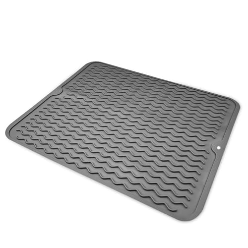 Tapete de Cozinha NEWPOP Silicone Cinza Escorredor Newpop - Escorredores de louça e tabuleiros de escorrer - silicone, cinza, escorredor