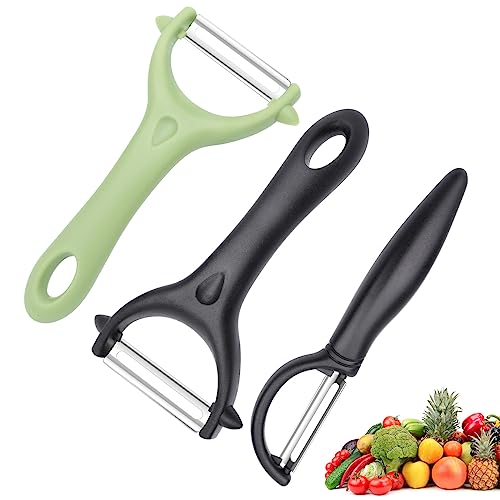Conjunto de 3 Descascadores de Alimentos VFANDV VFANDV - Descascadores e descarochadores de alimentos - 3 peças, aço inoxidável, resistente ao óxido, fácil de limpar
