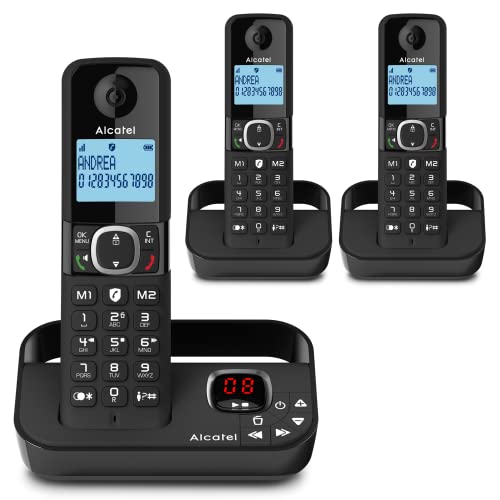 Telefone fixo sem fio ALCATEL 1.8'' F860 trio Preto, Prateado ALCATEL - Telefones com fios - sem fio, 1.8 polegadas, led, manos livres