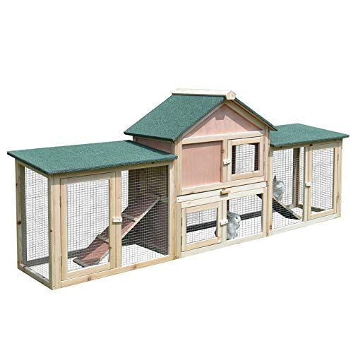 Gaiola para coelhos PawHut | Madeira | 210 x 45.5 x 84.5 cm - Verde PawHut - Habitats e gaiolas para pequenos animais - madeira, coelhos, 210x45.5x84.5 cm