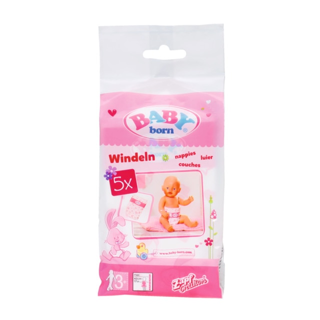 Baby Born Conjunto de Fraldas para Bonecas (Idade Mínima Recomendada: 3 anos) BABY born - Fraldas - fraldas, bonecas, 5 peças, 3 anos
