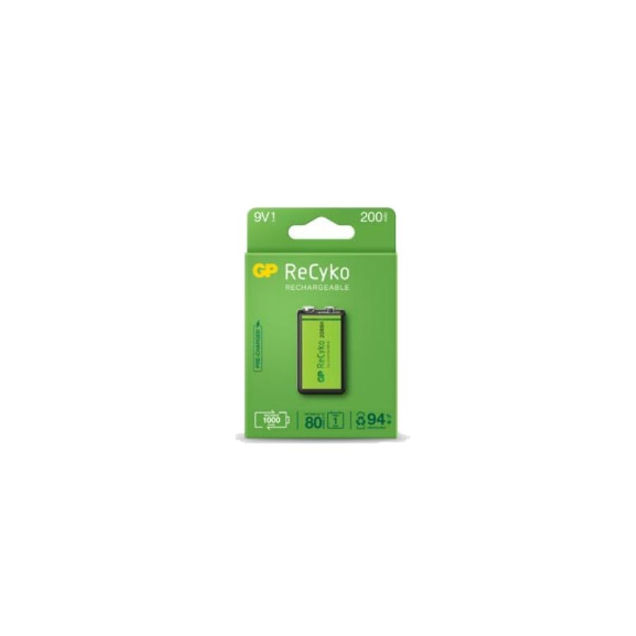 Pilha recarregável GP RECYKO (9V - 1 peça) GP BATTERIES - Baterias - 9V, 200 mAh, nimh, 8,4 V