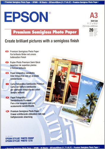 Papel Fotográfico EPSON Premium Semigloss Photo Paper DIN A3, 251g/m² Epson - Papel de impressora e copiadora - 251g/m², a3, semigloss