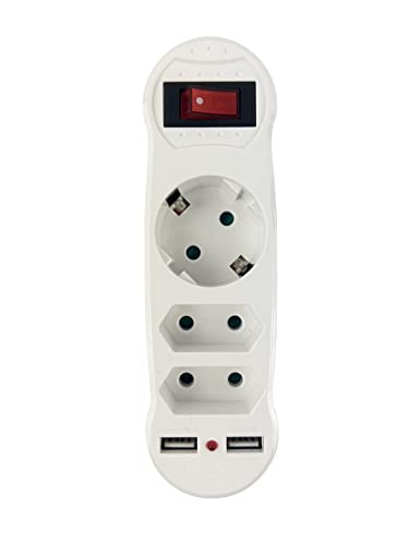 Adaptador de Energia 5 em 1 com Interruptor e Usb ARBUTUS - Fios e cabos elétricos - interruptor, usb, 5 em 1