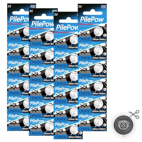 Pilhas CR2032 (24 unidades - Pilha descartável) PilePow - Baterias de uso geral - 2032, 3V, 220 mAh, alcalino