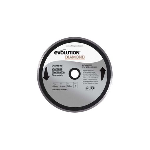 Disco de Corte para Rebarbadora EVOLUTION FURY 210 mm EVOLUTION - Lâminas de serra - 210 mm, diamantada, borda contínua, durável