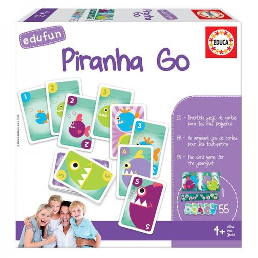 Jogo de cartas EDUCA BORRAS Piranha Go (2 anos) EDUCA - Jogos - cartas, 8 Americano, tema infantil, 2 anos