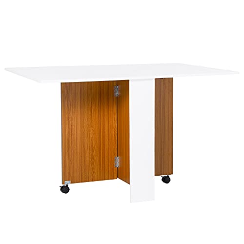 Mesa de Jantar HOMCOM Dobrável com Rodas (120 x 80 x 73 cm) HOMCOM - Mesas dobráveis - dobrável, rodas, 120x80x73cm