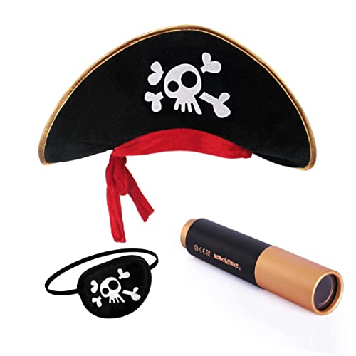 Chapéu de piratas com óculos e telescópio para crianças papapanda - Brincadeira de faz de conta - pirata, óculos, telescópio, crianças