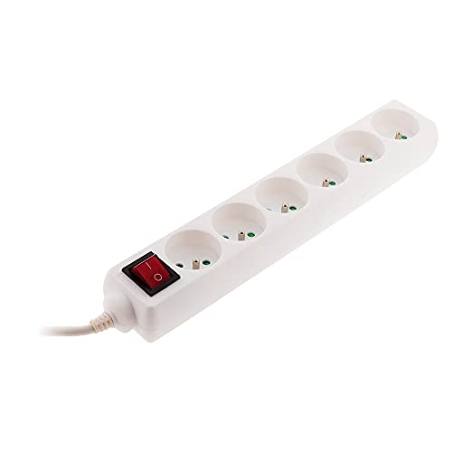 Tomada ZENITECH (16 A, 250 V - Branco) ZENITECH - Fios e cabos elétricos - 6 tomadas, interruptor, 250v, branco