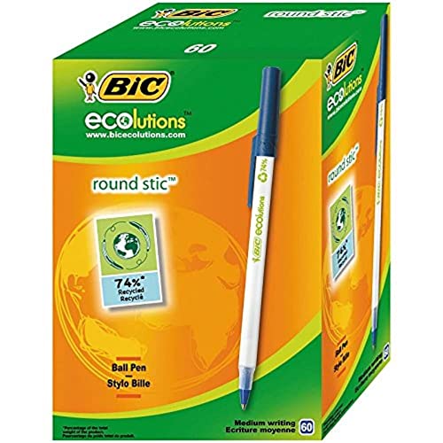 Bic Caneta Esferográfica Eco Bic Roundstic Azul Caixa 60 Unidades BIC - Canetas - esferográfica, eco, azul, clip