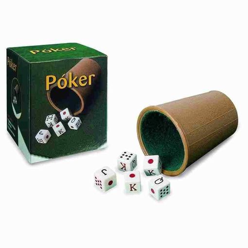 Jogo de tabuleiro CAYRO Cubilete forrado e 5 dados de poker (8 anos) Cayro - Jogos - cubilete, dados, ficha, marcadores