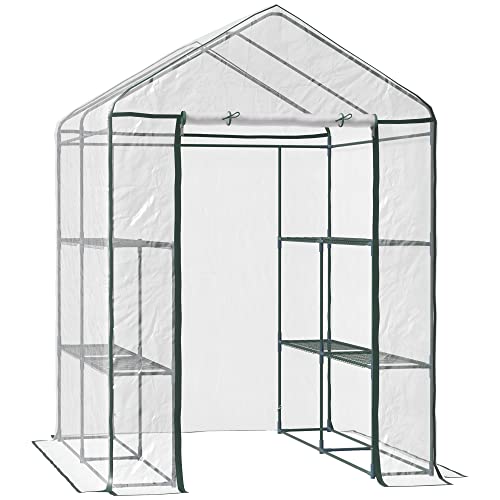 Estufa para Plantas Outsunny | 143 x 143 x 195 cm - Cinzento Outsunny - Estufas - 143x143x195cm, cinzento