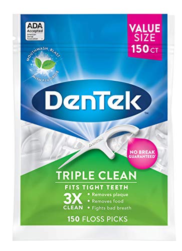 DenTek Triple Clean Floss Picks 150 Count (Oral Care) DenTek - Fio dental - fios de dentição, 150 unidades