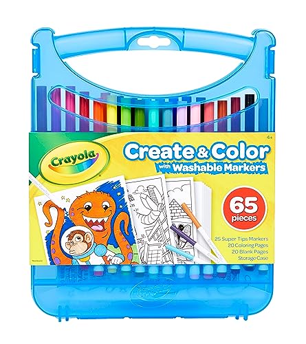 Caixa de Artesanato para Pintar com Palhetas Laváveis CRAYOLA CRAYOLA - Organizadores de mesa - 65 peças, super pointe, folhas desenhar, maletim plástico