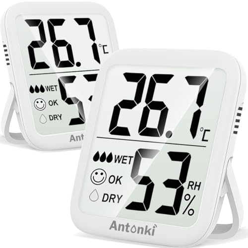 Termómetro e higrómetro digital antonki Antonki - Previsores do tempo e estações - termómetro, higrómetro digital, sensor duplo, misturador, display LCD, pilhas cr2032