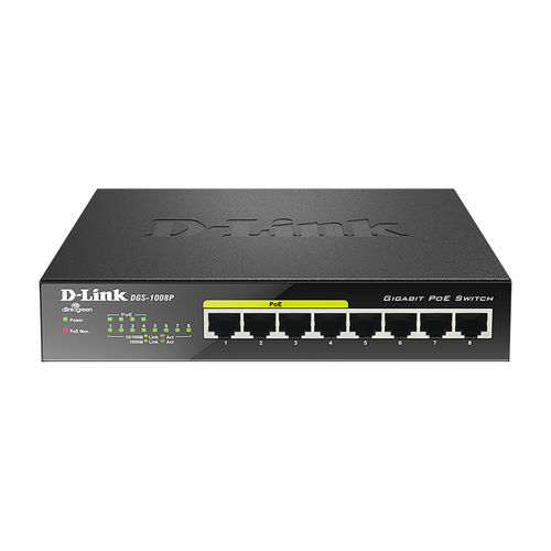 Switch D-LINK DGS-1008P/E L2 10/100/1000 D-Link - Concentradores e comutadores - l2, 10/100/1000