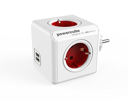Tomada Cubo ALLOCACOC Original USB AL 1202 (Europa) Allocacoc - Tomadas e soquetes de energia - usb, 4 tomadas, 1.5m, vermelho