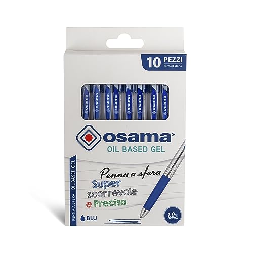 Canetas de Gel OSAMA OBG-10 (Azul - 10 Un) OSAMA - Canetas - 10 canetas, ponta fina, 0.1 mm, azul, preto