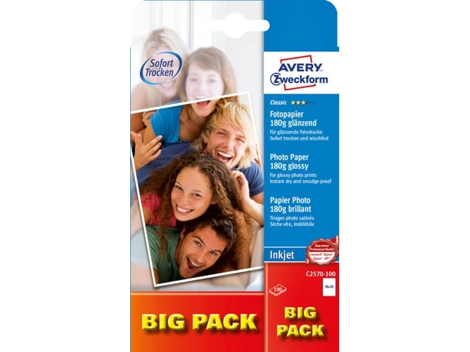 Avery Zweckform Classic Inkjet, 10x15cm, 180g Photo Paper Avery - Papel fotográfico - 180g, 10x15cm, inkjet, fotográfico