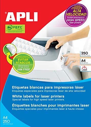 Etiquetas Permanentes APLI Laser Branco (105x35mm) APLI - Papel de impressora e copiadora - etiquetas permanentes, laser, adesivo rápido, branco, canto retoangular