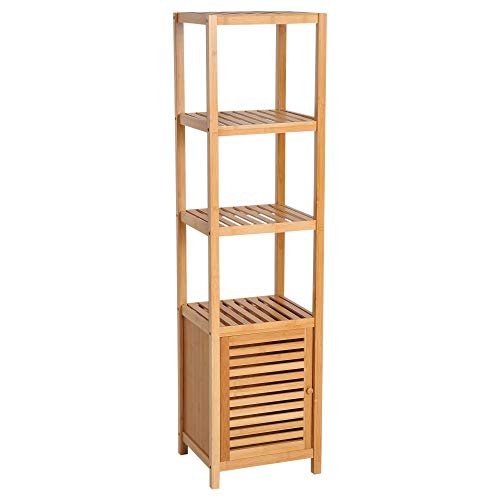 Armário de Casa de Banho HOMCOM | Bambu - 36 x 33 x 140 cm HOMCOM - Estantes e prateleiras de pé - bambu, 36x33x140 cm, multiuso, minimalista