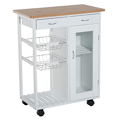 Carrinho de Cozinha HOMCOM | 70 x 37 x 85 cm - Madeira HOMCOM - Carrinhos e ilhas - 70x37x85 cm, madeira