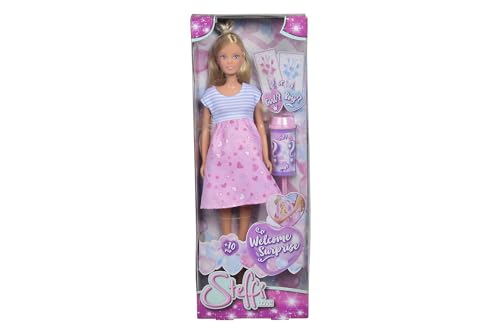 Boneca SIMBA TOYS Steffi Love Surprise (Idade Mínima Recomendada: 3 anos) SIMBA - Brinquedos - 29 cm, cabelo preto, olhos azulados, conjunto rosa