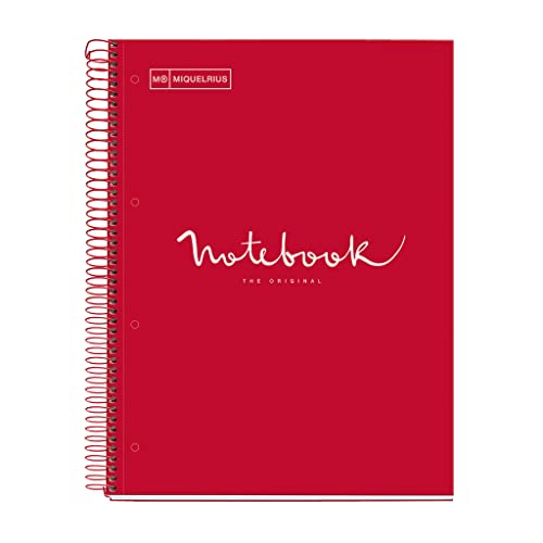 Caderno Liso Miquelrius Emotions 80 Folhas A4 Vermelho (Recondicionado Como Novo) MIQUELRIUS - Cadernos e bloco de notas - 80 folhas, a4, vermelho, recondicionado
