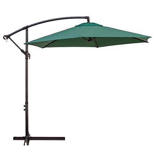 Guarda-sol LOLAHOME com Manivela (Verde - 270cm) LOLA HOME - Guarda-sóis e toldos de exterior - manivela, verde, alumínio, poliéster