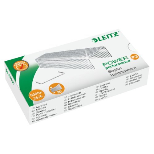 Esselte Pack de 5000 Agrafos Pontas Triangulares P3 Leitz - Grampos - 5000 agrafos, pontas triangulares, prancha, 20 folhas A4