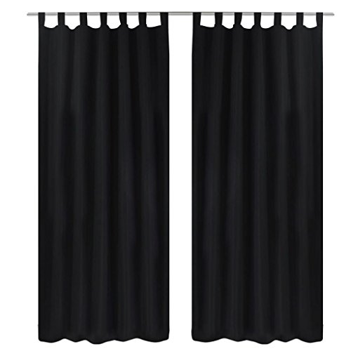 Cortina Vidaxl de Cetim Com Laços 2 Pcs Preto 140 X 175 Cm vidaXL - Cortinas e cortinados - cortina, vidaxl, cetim, laços, preto