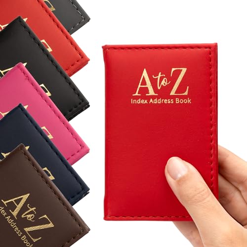 Adress Book With Leather Cover Small Size A-Z Red Evelay - Agendas de endereços - leather cover, small size, A-Z