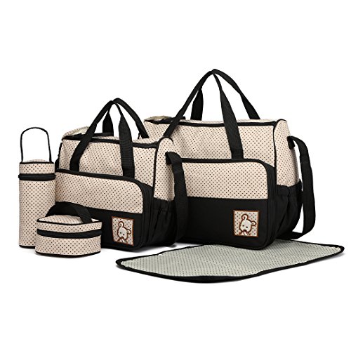 Miss Lulu Totes Conjunto de 5 Bolsas de Mudança de Fraldas MISS LULU - Sacolas de fraldas - conjunto, 5 bolsas, mudanças