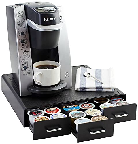 Caixa de Arrumação para Cápsulas de Café AMZBASICS Amazon - Organizadores de balcão de cozinha e estação de bebidas - 60 cápsulas, design moderno, compartimento de arrumação, sistema magnético