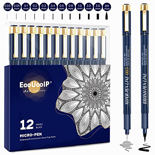 Canetas Fineliner EOOUOoIP com Pontas Suradas 12 Unidades EooUooIP - Canetas - fineliner, pontas suradas, 12 unidades