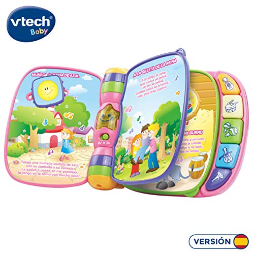 Livro Musical VTECH Primeiras Canções Rosa (Idade Mínima Recomendada: 1 ano) VTech - Livros - canções infantis, sons divertidos, teclas coloridas, instrumentos musicais
