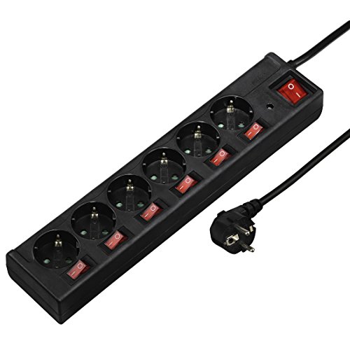 Extensão Elétrica HAMA 00121946 | 1.4 m - 6 Tomadas Hama - Fios e cabos elétricos - 6 tomas, 1/4 m, sobrecarga protegida, 3500 w