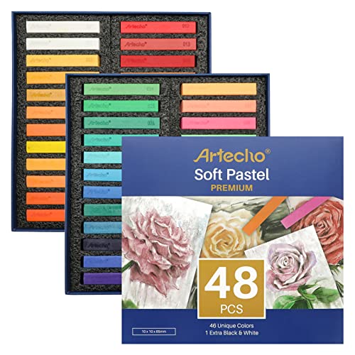 Lápis de Cor ARTECHO Soft Pastel (48 Cores) Artecho - Pasteis de cera - soft pastel, 48 cores, exterior, superfícies lisas