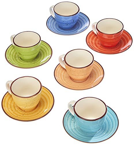 Tazas de Café com Prato TOGNANA Art&Pepper Sin marca - Xícaras de café e chá - cerâmica, resistente a lavagem, 6 peças