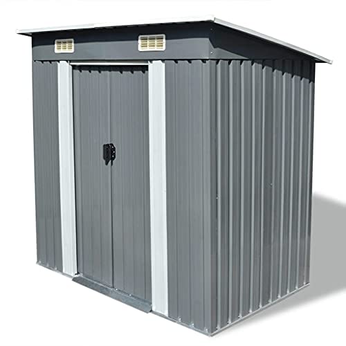 Abrigo de Jardim VDX-PT-0019 vidaXL (Cinzento - 190 x 181 cm) vidaXL - Construção - ferro galvanizado, cinzento, 190x181 cm, 2 aberturas