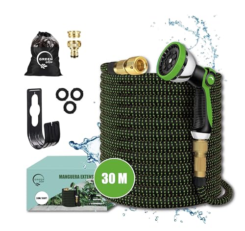 Mangueira de jardim premium 30 m com boquilha de pulverização 10 funções GREEN GOF - Mangueiras de jardim - 30m, boquilha, pulverização, 10 funções